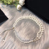 Simulated-pearl Neckalce Light Gold Chain