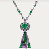 Pure 925 Sterling Silver Jewelry Banquet Pendant Green Crystal
