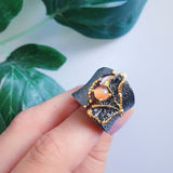 Brilliant Amazing Black Luxury Vintage great Cocktail Ring