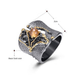 Brilliant Amazing Black Luxury Vintage great Cocktail Ring