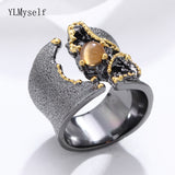 Brilliant Amazing Black Luxury Vintage great Cocktail Ring