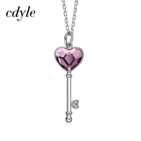 Cdyle Sterling Silver Key Heart Necklace