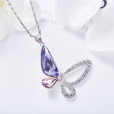 Cdyle Sterling Silver Necklace Swarovski Pendant Crystal Butterfly