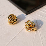 Charms Brand Punk Gold Material Geometric Line Clip Earrings