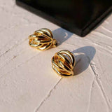Charms Brand Punk Gold Material Geometric Line Clip Earrings