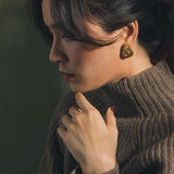 Charms Brand Punk Gold Material Geometric Line Clip Earrings