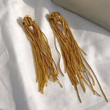 Charms Punk Golden Knot Tassel Clip Earrings