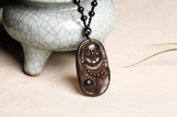 Chinese Natural Ice Obsidian Hand-Carved Blessing Maitreya Buddha Pendant