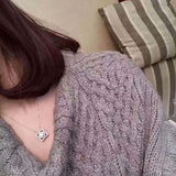 925 Sterling Silver Wedding Flower Clover Pendant Necklace