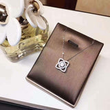 925 Sterling Silver Wedding Flower Clover Pendant Necklace