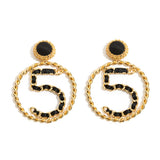 Classic Golden NO 5 Big Round Earrings Earrings