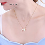 Colares Femininos Crystal Inlay White Unicorn Horse Choker Necklace