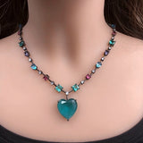 Colorful Heart-shaped Pendant Necklace Cubic Zirconia