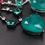 Colorful Heart-shaped Pendant Necklace Cubic Zirconia