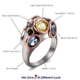 Cool Locomotive Rose Gold & Gun Black Golden/Blue Brass Punk rings