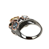 Cool Locomotive Rose Gold & Gun Black Golden/Blue Brass Punk rings