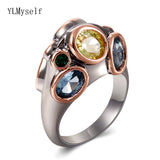 Cool Locomotive Rose Gold & Gun Black Golden/Blue Brass Punk rings