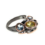 Cool Locomotive Rose Gold & Gun Black Golden/Blue Brass Punk rings