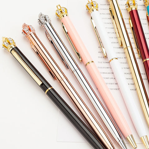 Creative 1.0 mm Cute Kawaii Diamond Pen Golden Crown Ballpoint Pens