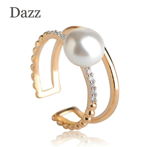 Dazz Cubic Zircon Thin Tail Gold Color Cubic Zircon Adjustable Ring