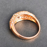 Dazz Dubai Classic Style Ring Wide Cubic Zircon Copper Rose Gold Jewelry For Women Wedding Banquet Wedding Gold Color Rings Gift