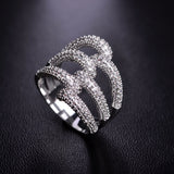 Dazz Exaggerated Branches Zircon Gold Silver Color Wedding Bridal Ring