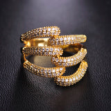 Dazz Exaggerated Branches Zircon Gold Silver Color Wedding Bridal Ring