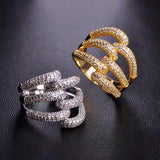 Dazz Exaggerated Branches Zircon Gold Silver Color Wedding Bridal Ring