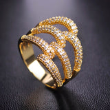 Dazz Exaggerated Branches Zircon Gold Silver Color Wedding Bridal Ring