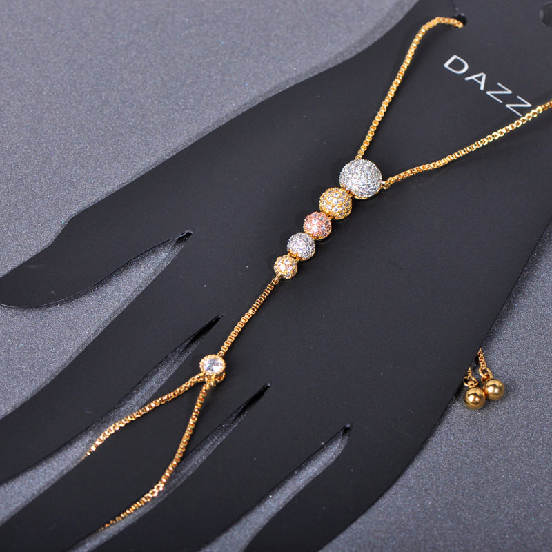 Dazz Exquisite Plant Spherical Zircon Gold Color Bracelet