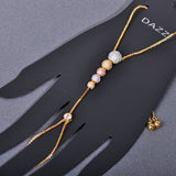 Dazz Exquisite Plant Spherical Zircon Gold Color Bracelet
