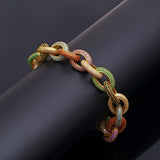 Dazz Luxury Colorful Round Gold Shiny Full Zircon Bracelet Nigerian Wedding Bangle