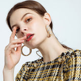 Dazz Luxury Large Drop Earrings 23G Full Rhinestones Zircon