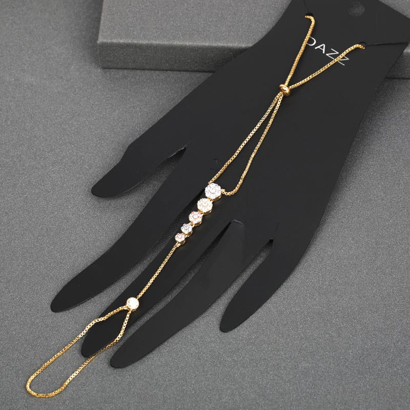 Dazz Luxury Summer Round Bracelet 3 Color Zircon Gold Color Double Layer