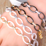 Dazz Luxury White Oval Ceramic Bangle Bracelet