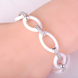 Dazz Luxury White Oval Ceramic Bangle Bracelet