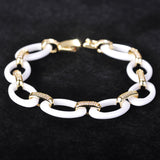 Dazz Luxury White Oval Ceramic Bangle Bracelet