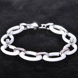 Dazz Luxury White Oval Ceramic Bangle Bracelet