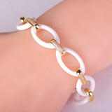 Dazz Luxury White Oval Ceramic Bangle Bracelet