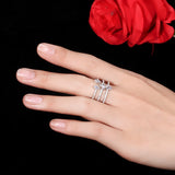 Dazz NEW Unique Fashion Silver Ring AAA Zircon Multi Layer Hollow Out Adjustable Jewelry