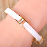 Dazz New Europe White Clusters Square Ceramic Bracelets