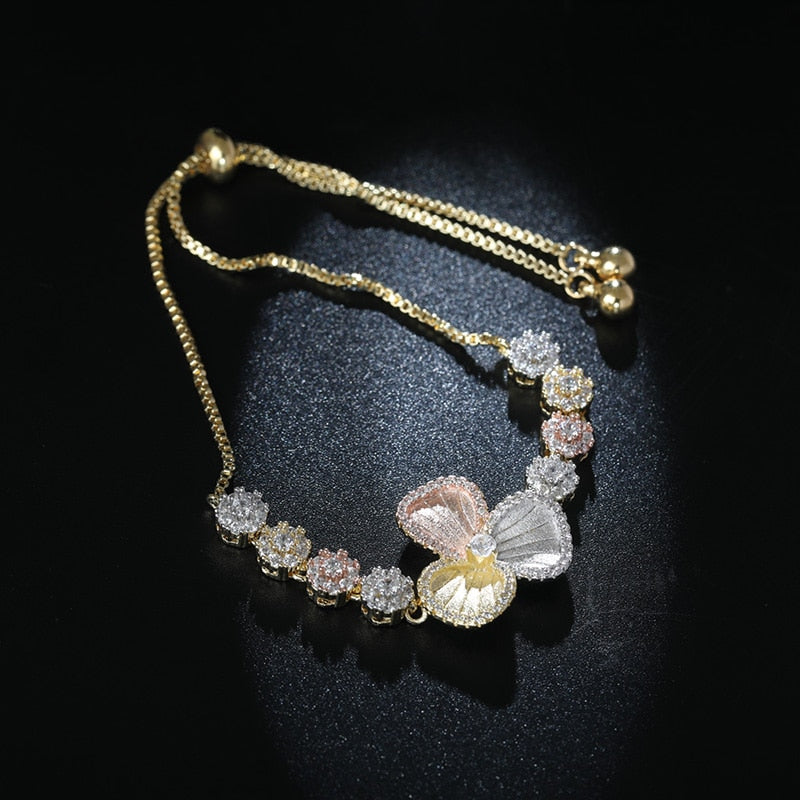 Dazz New Fashion Flower Zircon Bracelet Stackable Copper Jewelry