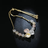 Dazz New Fashion Flower Zircon Bracelet Stackable Copper Jewelry