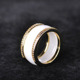 Dazz Official Style White Wide Ceramics Rings