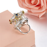 Dazz S925 Silver Rings luxury Carousel Hand-Inlaid Zircon Cute Romantic Ring