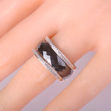 Dazz Simple Style Black Ceramics Zircons Anel Never Copper Brass Rings