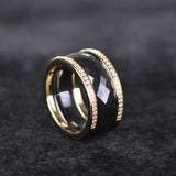 Dazz Simple Style Black Ceramics Zircons Anel Never Copper Brass Rings