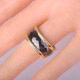 Dazz Simple Style Black Ceramics Zircons Anel Never Copper Brass Rings