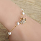 Dazz Simulated Pearl Copper Zircon Bracelets
