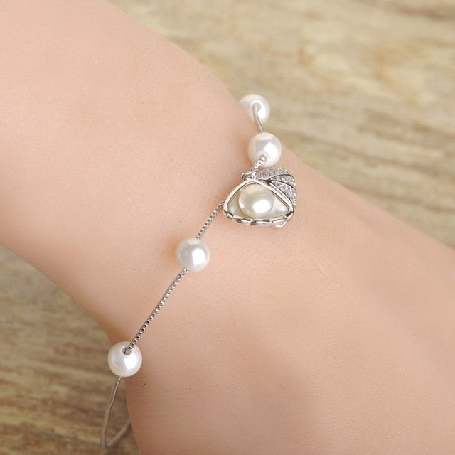 Dazz Simulated Pearl Copper Zircon Bracelets